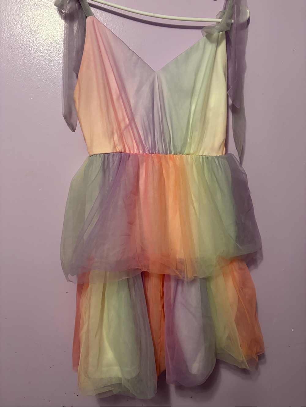 Girls Rainbow Pastel Tulle Dress - Multicolor